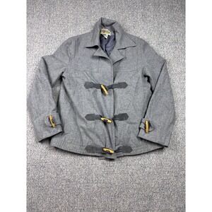 Vintage 70s It's Rich Wool Toggle Coat Womens 7/8 Gray Hong Kong Made Duffle